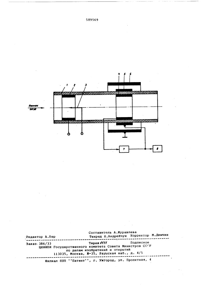 Устройство для непрерывного измерения концентрации пыли в потоке газа (патент 589569)