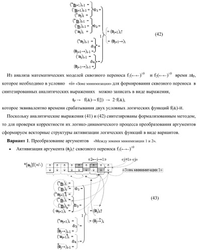 Способ активизации аргумента (0j+1 )i аналогового сигнала условно &#171;j+1&#187; разряда и аргумента (0j )i аналогового сигнала условно &#171;j&#187; разряда сквозного последовательного переноса f1,2(  )&#177;0 для преобразования структуры позиционно-знаковых аргументов &#177;[nj]f(+/-) аналоговых сигналов в условной &#171;i&#187; &#171;зоне минимизации&#187; в минимизированную позиционно-знаковую структуру &#177;[nj]f(+/-)min аналоговых сигналов и функциональная структура для его реализации (варианты русской логики) (патент 2425441)