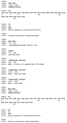 Лиганды рецепторов меланокортинов (патент 2401841)