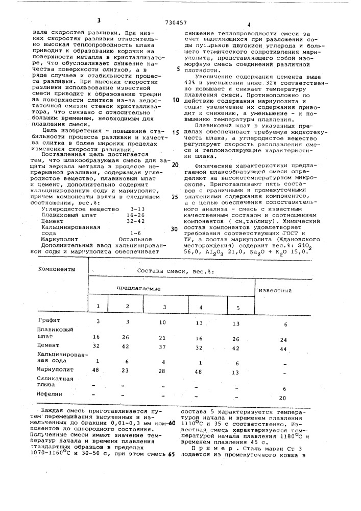 Шлакообразующая смесь (патент 730457)