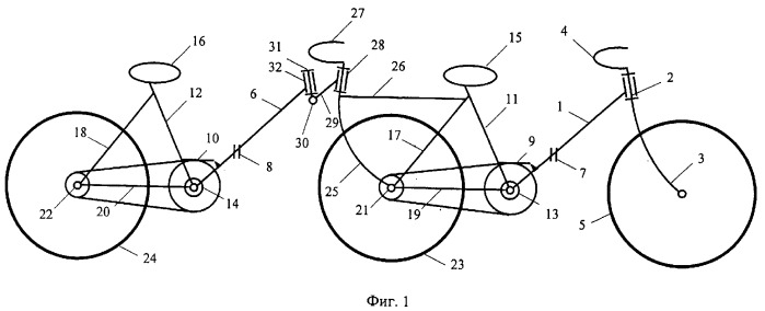 Одноколейное складное многоколесное многоместное транспортное средство (патент 2372243)