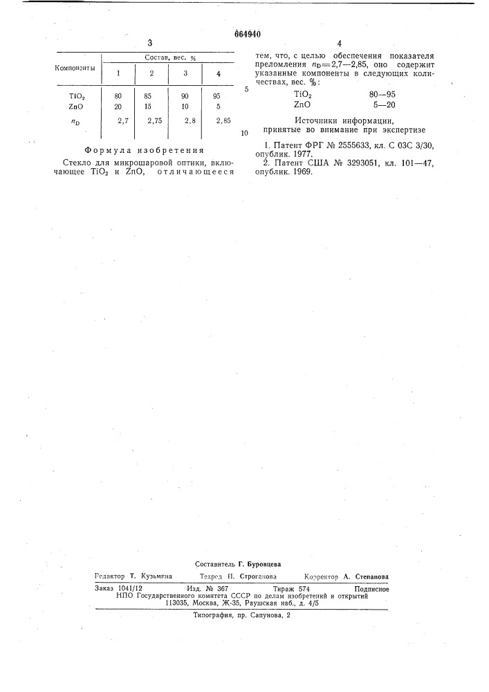 Стекло для микрошаровой оптики (патент 664940)