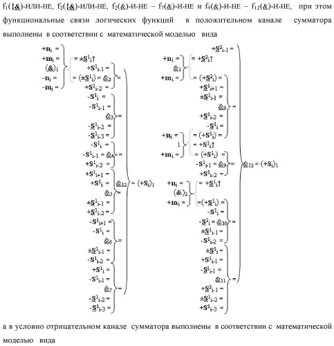 Функциональная входная структура сумматора с процедурой логического дифференцирования d/dn первой промежуточной суммы минимизированных аргументов слагаемых &#177;[ni]f(+/-)min и &#177;[mi]f(+/-)min (варианты русской логики) (патент 2427028)