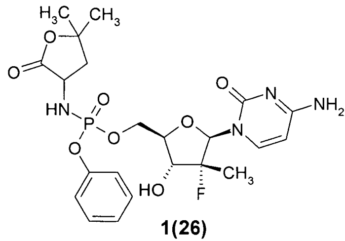 Замещенные (2r,3r,5r)-3-гидрокси-(5-пиримидин-1-ил)тетрагидрофуран-2-илметил арил фосфорамидаты (патент 2553996)