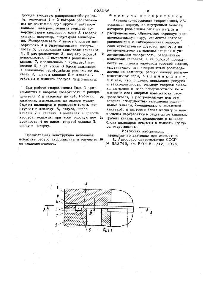 Аксиально-поршневая гидромашина (патент 928066)