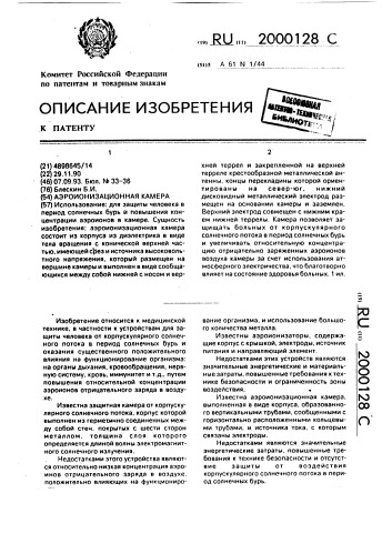 Аэроионизационная камера (патент 2000128)