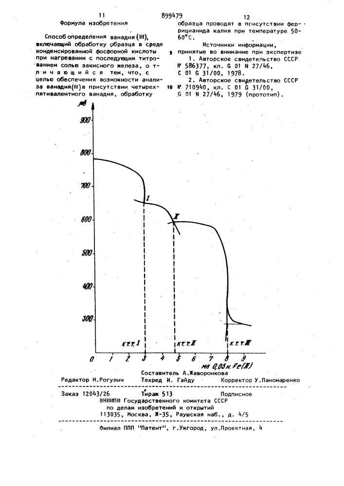Способ определения ванадия (ш) (патент 899479)