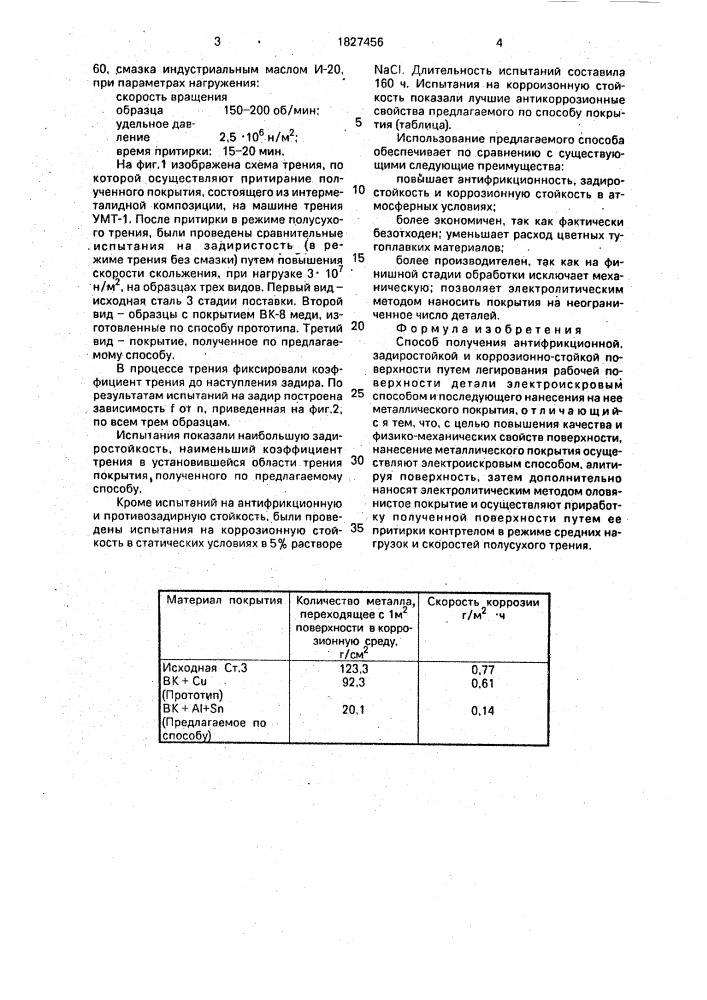 Способ получения антифрикционной, задиростойкой и коррозионностойкой поверхности (патент 1827456)