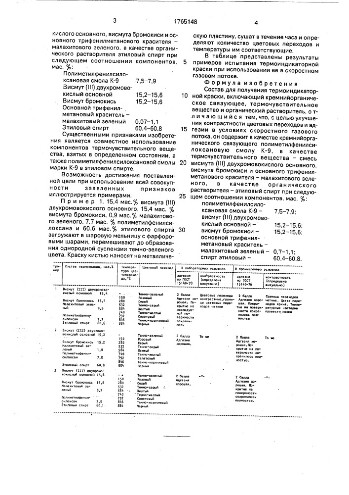 Состав для получения термоиндикаторной краски (патент 1765148)