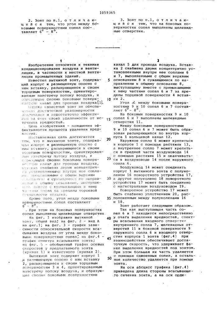 Вытяжной зонт (патент 1059365)