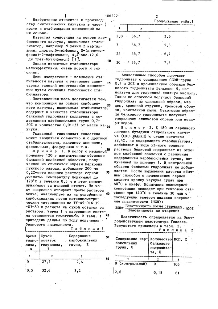 Композиция на основе карбоцепного каучука (патент 1062221)