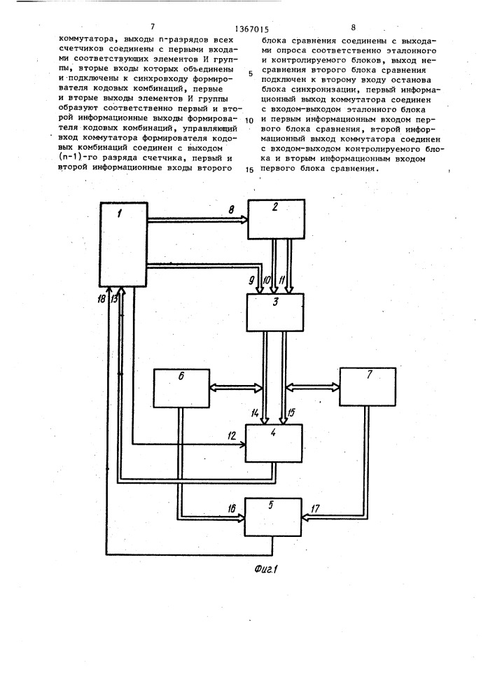 Устройство для контроля логических блоков (патент 1367015)