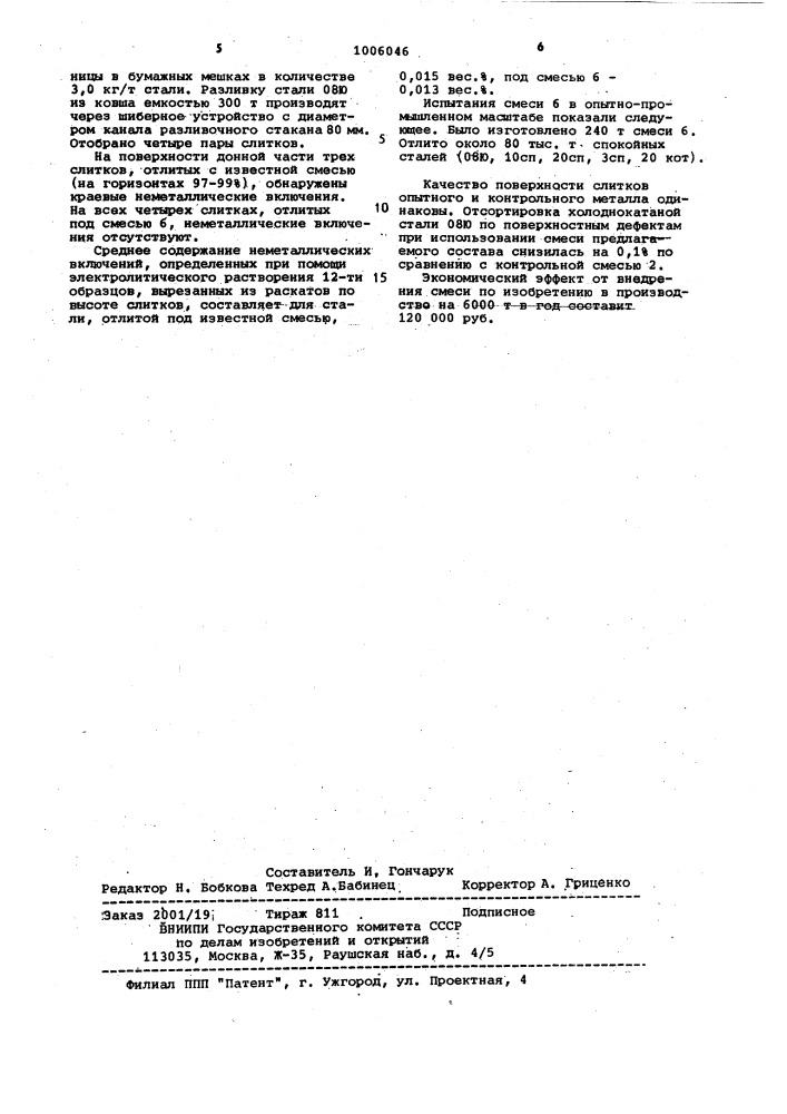 Экзотермическая шлакообразующая смесь (патент 1006046)