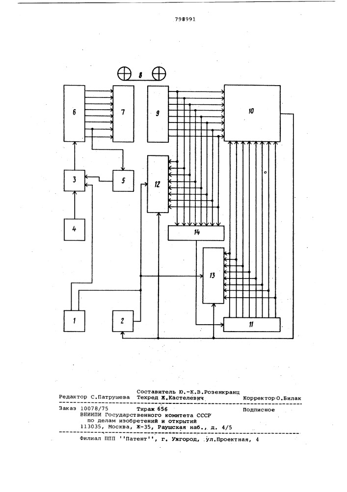 Устройство для контроля многоканаль-ного tpakta магнитной записи (патент 798991)