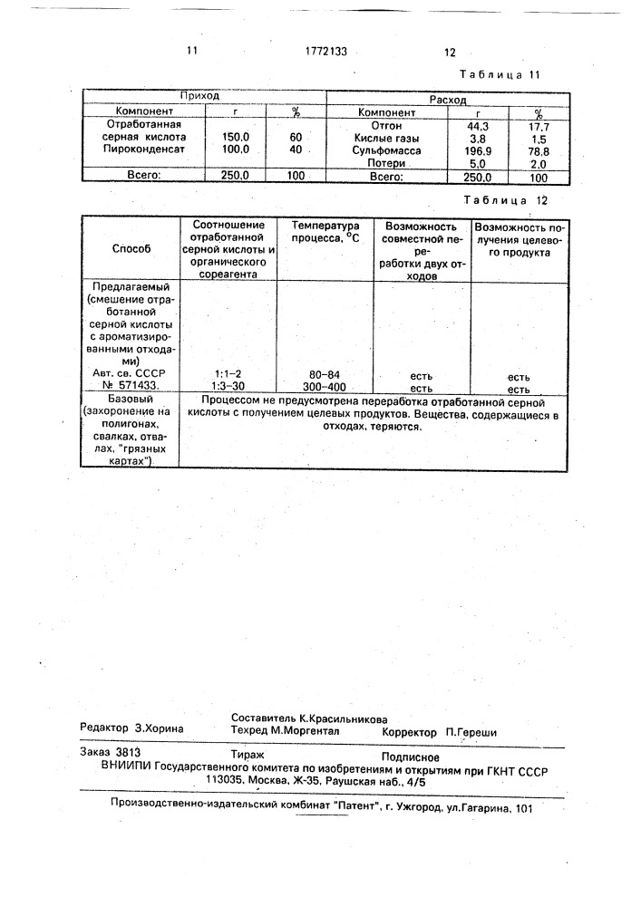 Способ совместной переработки отработанной серной кислоты и пироконденсата, полученных в производстве этилена и ацетилена высокотемпературным пиролизом жидких нефтепродуктов (патент 1772133)