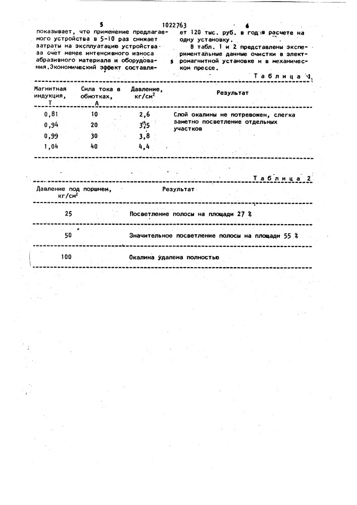 Устройство для очистки поверхностей от окалины (патент 1022763)