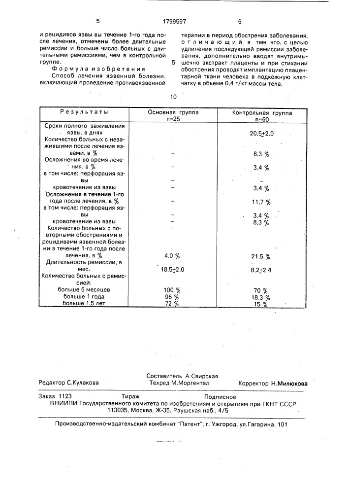 Способ лечения язвенной болезни (патент 1799597)