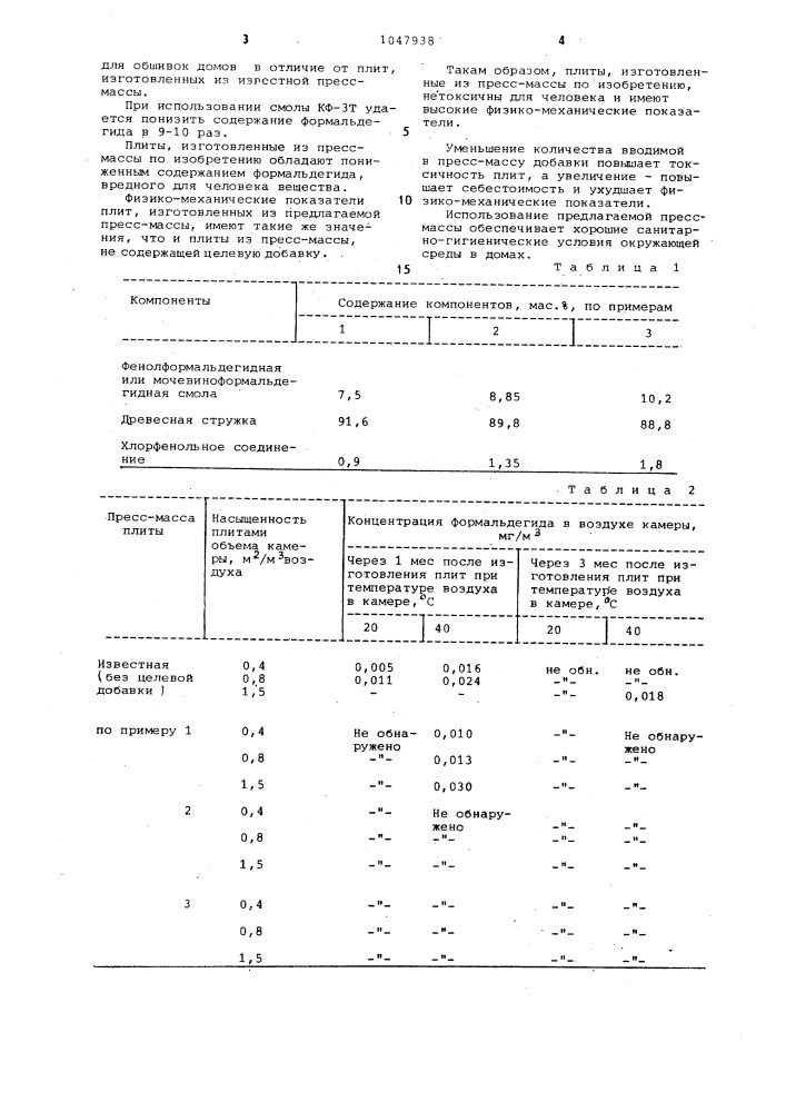 Прессмасса для изготовления древесностружечных плит (патент 1047938)