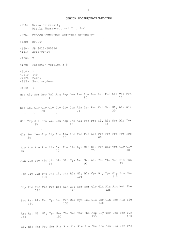 Способ измерения антитела против wt1 (патент 2633068)