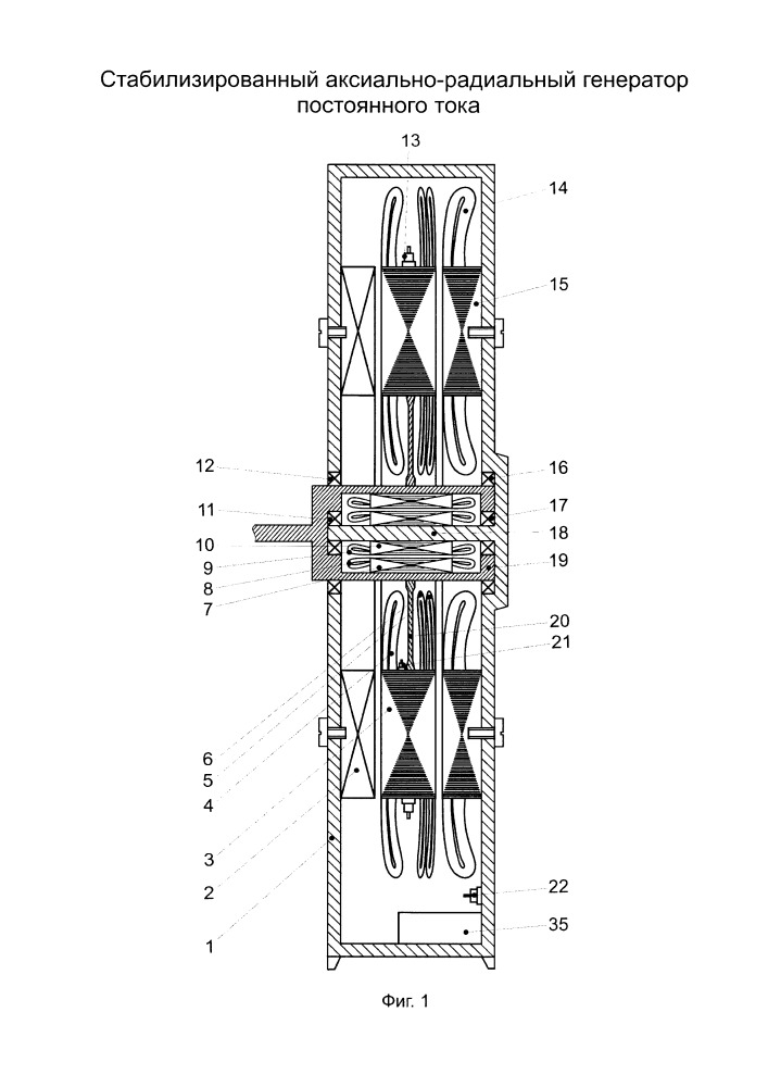 Стабилизированный аксиально-радиальный генератор постоянного тока (патент 2649913)