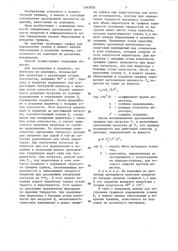 Способ определения адгезионной прочности покрытия, нанесенного на подложку (патент 1363026)