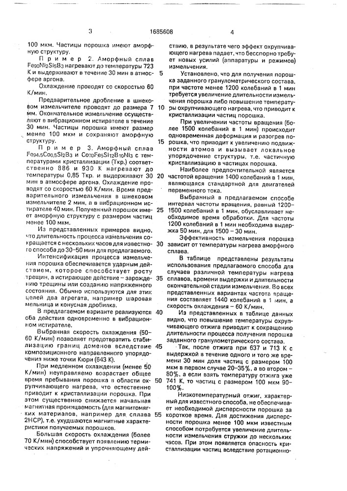 Способ получения аморфных порошков (патент 1685608)