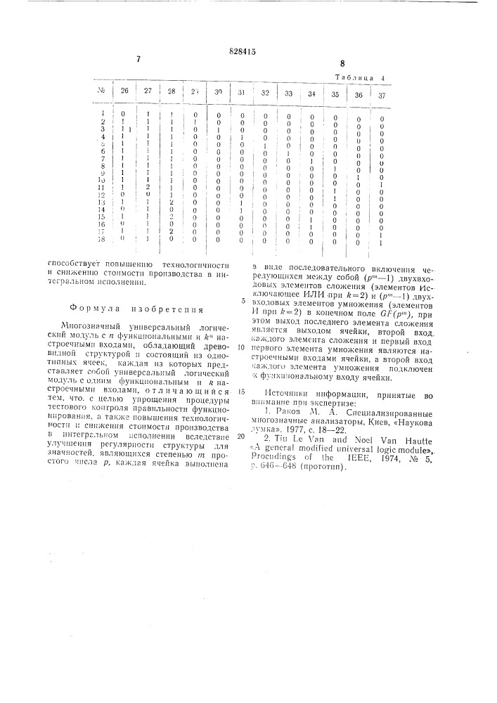 Многозначный универсальный логическиймодуль (патент 828415)