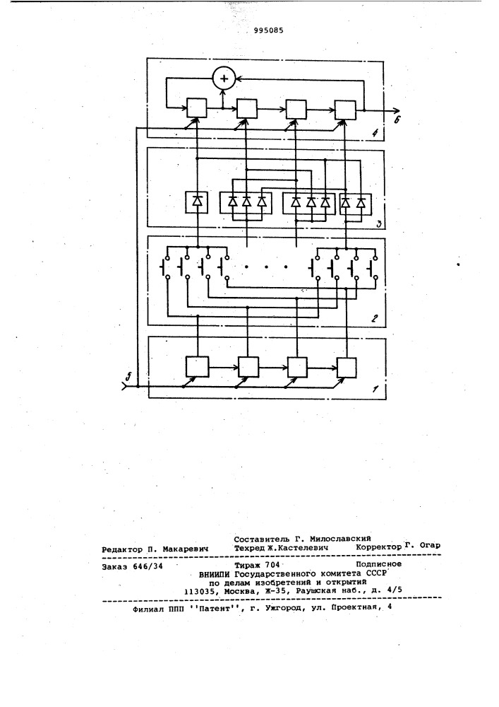 Кодирующее устройство циклических кодов (патент 995085)
