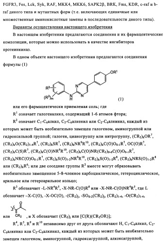 Соединения и композиции 5-(4-(галогеналкокси)фенил)пиримидин-2-амина в качестве ингибиторов киназ (патент 2455288)