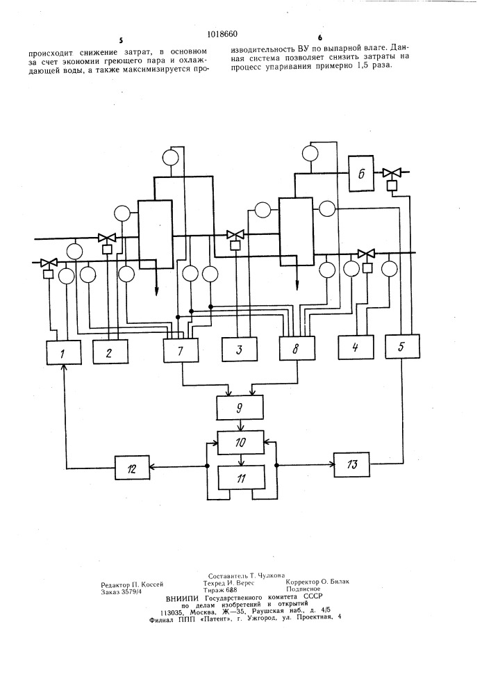 Система автоматического управления многокорпусной выпарной установкой (патент 1018660)