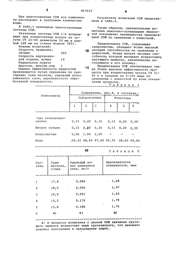 Смазочно-охлаждающая жидкость для механической обработки металлов (патент 863623)