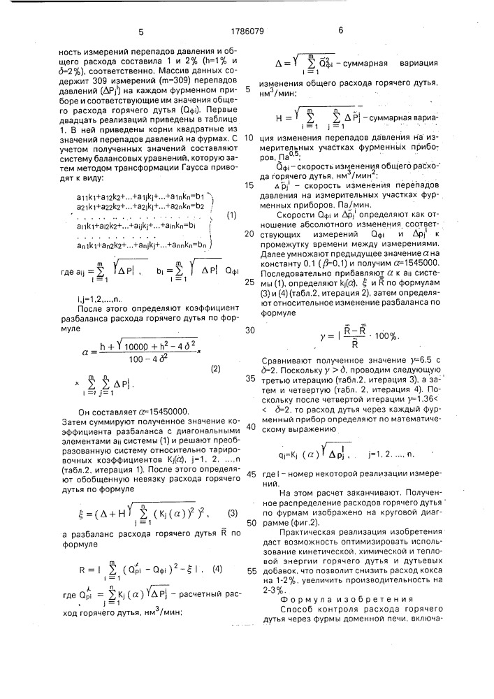 Способ контроля расхода горячего дутья через фурмы доменной печи (патент 1786079)