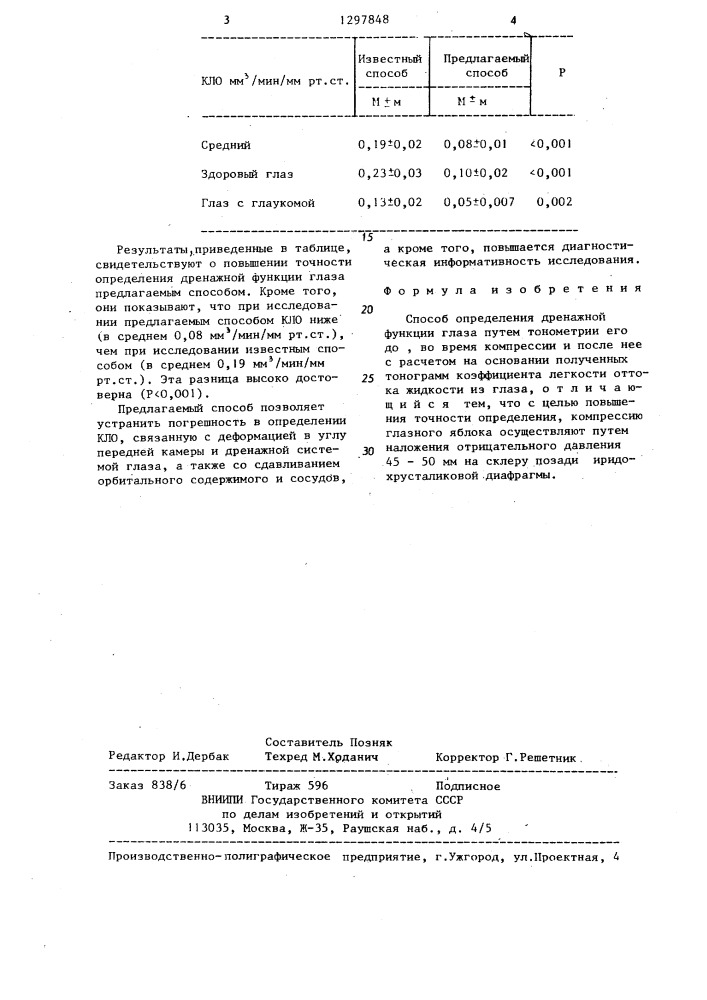 Способ оценки дренажной функции глаза (патент 1297848)