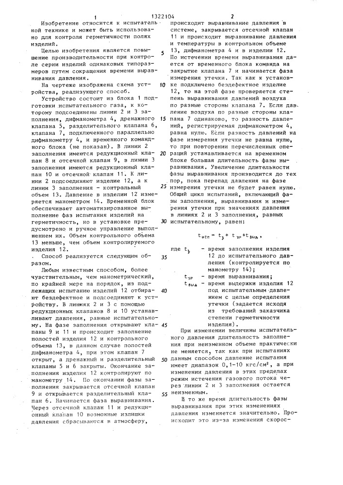 Способ контроля полых изделий на герметичность (патент 1322104)