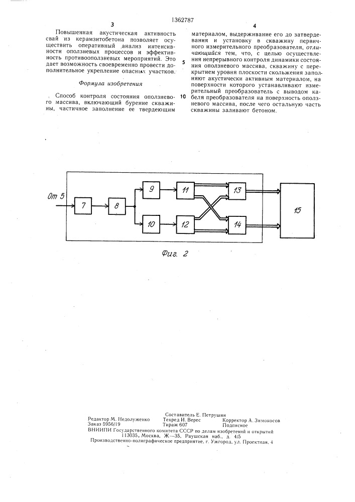 Способ контроля состояния оползневого массива (патент 1362787)