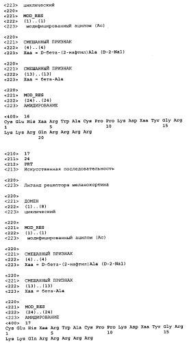Лиганды рецепторов меланокортинов (патент 2401841)