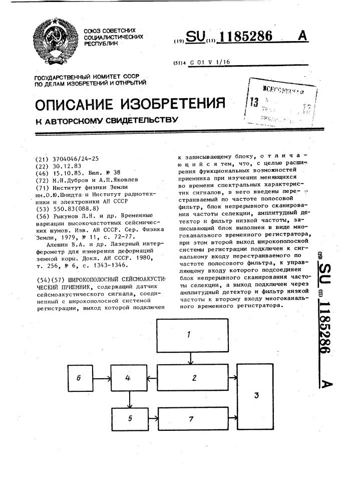 Широкополосный сейсмоакустический приемник (патент 1185286)