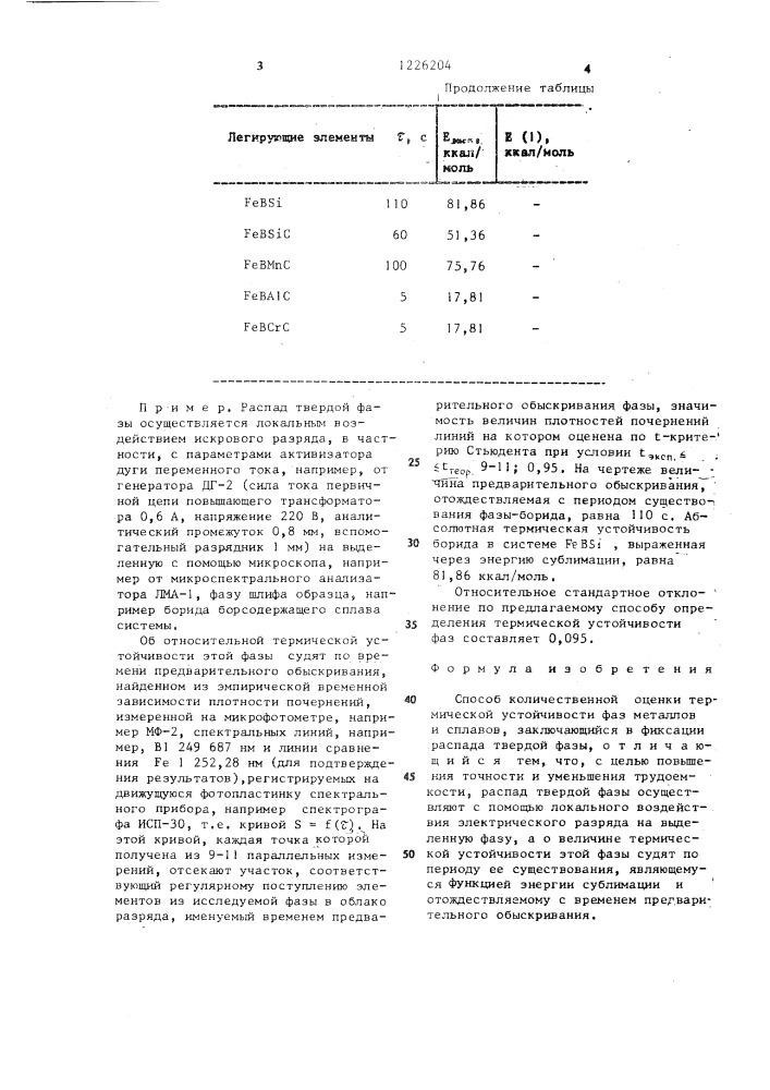 Способ количественной оценки термической устойчивости фаз металлов и славов (патент 1226204)