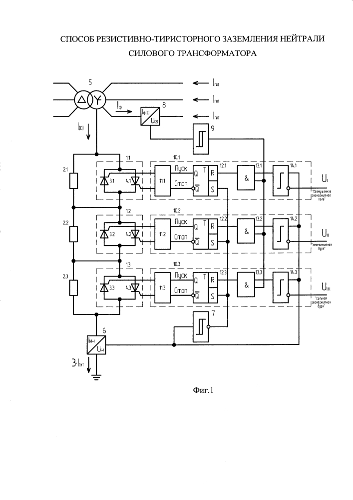 Способ резистивно-тиристорного заземления нейтрали силового трансформатора (патент 2606405)