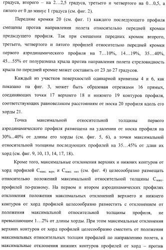 Стреловидное крыло самолета и аэродинамический профиль (варианты) (патент 2406647)