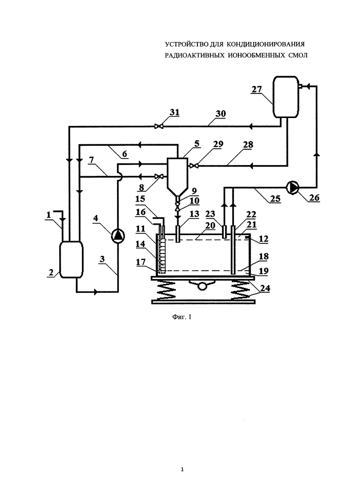 Устройство для кондиционирования радиоактивных ионообменных смол (патент 2637380)