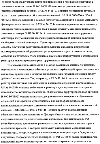 Способ устранения образования отложений в газофазных реакторах (патент 2348650)