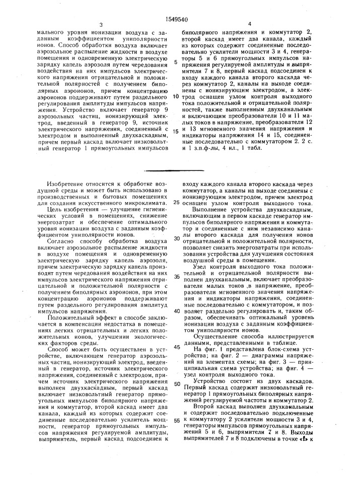 Способ обработки воздуха в помещениях и устройство для его осуществления (патент 1549540)