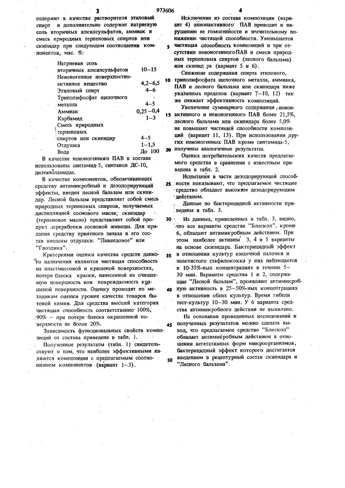 Состав для чистки твердой поверхности (патент 973606)