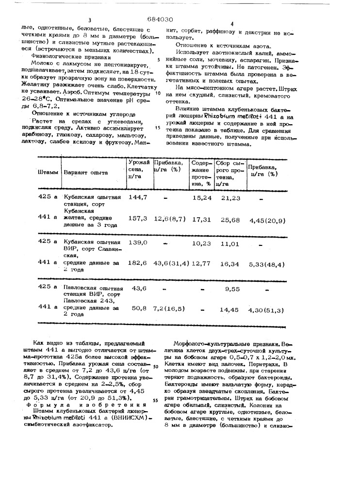 Штамм клубеньковых бактерий люцерны 441а(вниисхм) симбиотический азотфиксатор (патент 684030)