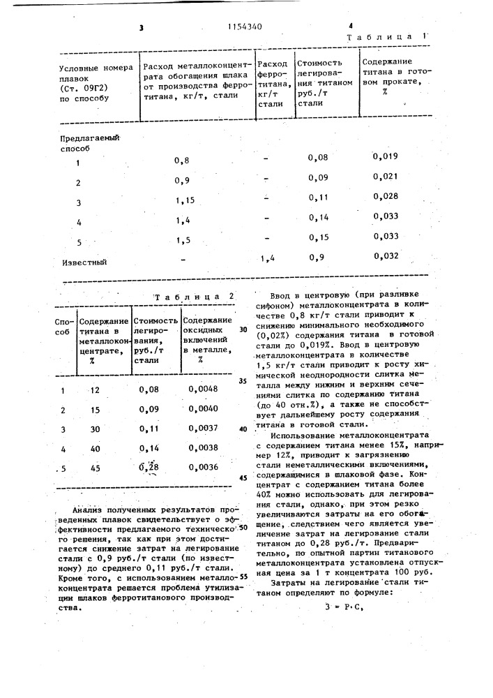 Способ легирования стали (патент 1154340)