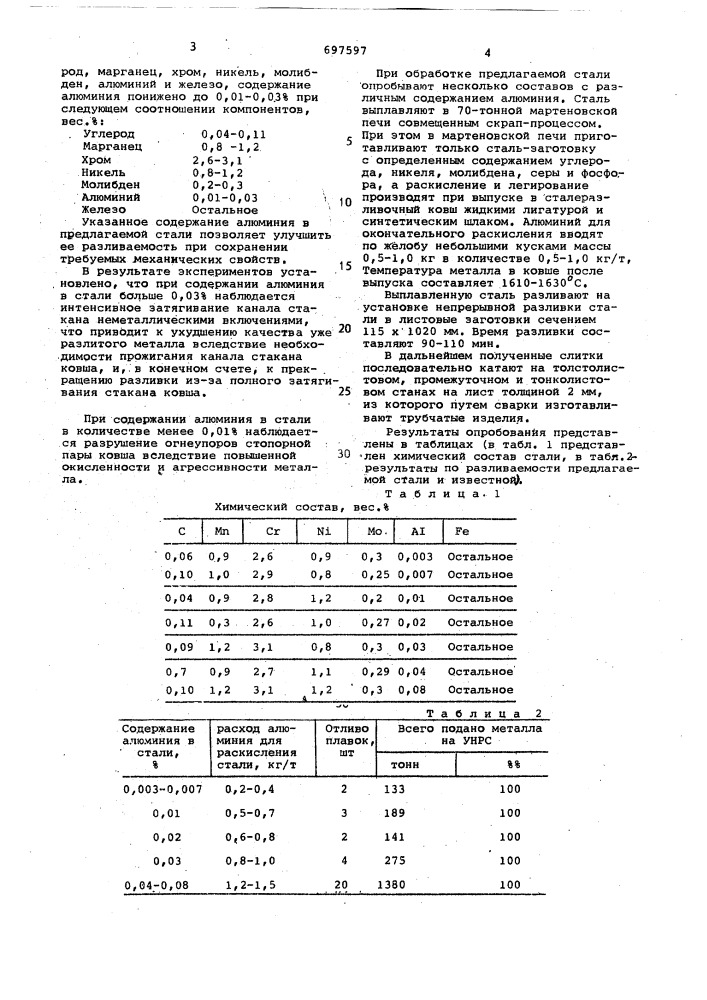 Конструкционная сталь (патент 697597)