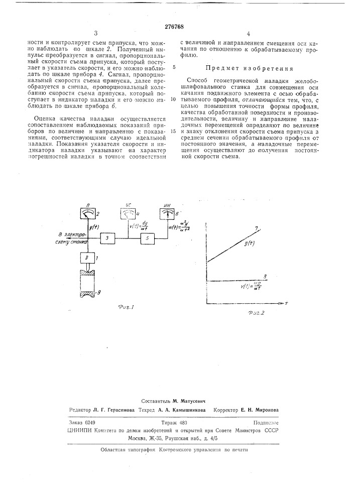 Способ геометрической наладки желобошлифовального станка (патент 276768)