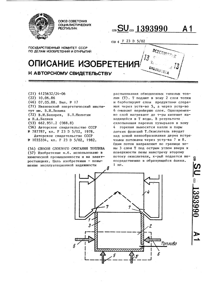 Способ слоевого сжигания топлива (патент 1393990)