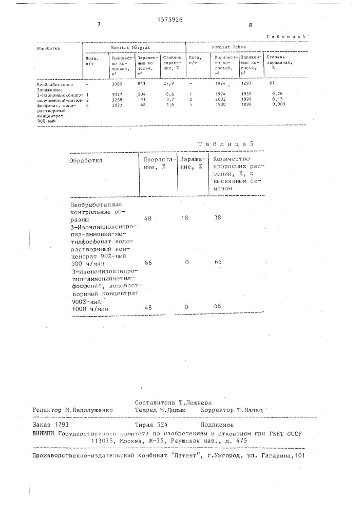 Средство для протравливания семян (патент 1575926)